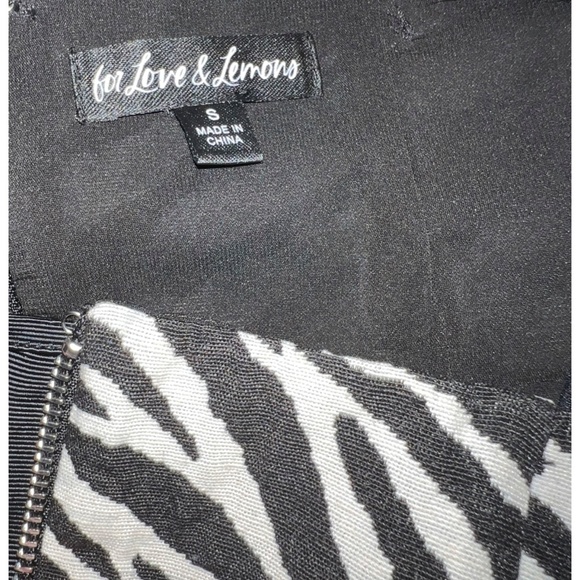 For Love & Lemons Black & White Lyla Zebra Mini Dress (Small) - Picture 3 of 3